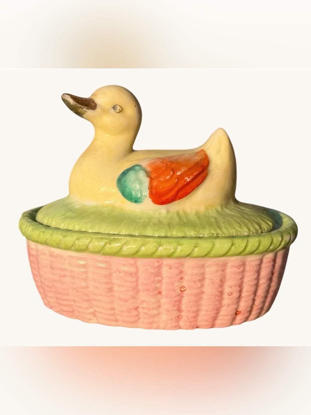 Occupied Japan Porcelain Duck Trinket Box- Hand Painted Vintage